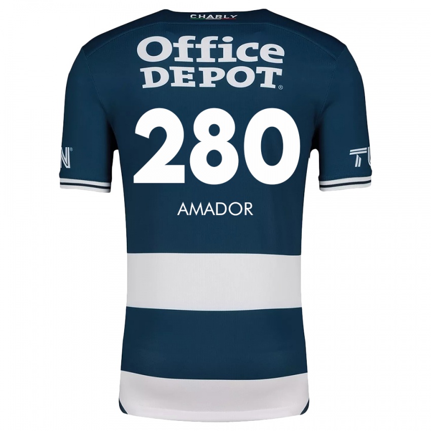 Mænd Santiago Amador #280 Blå Hvid Hjemmebane Spillertrøjer 2024/25 Trøje T-Shirt