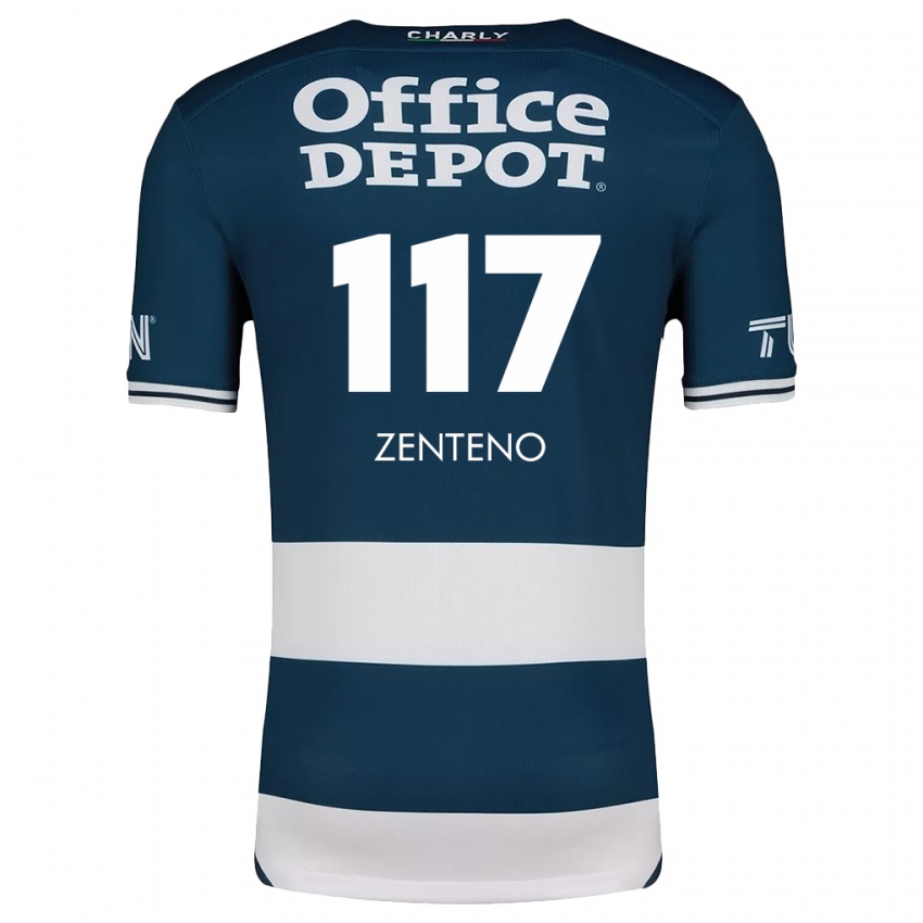 Mænd Gustavo Zenteno #117 Blå Hvid Hjemmebane Spillertrøjer 2024/25 Trøje T-Shirt