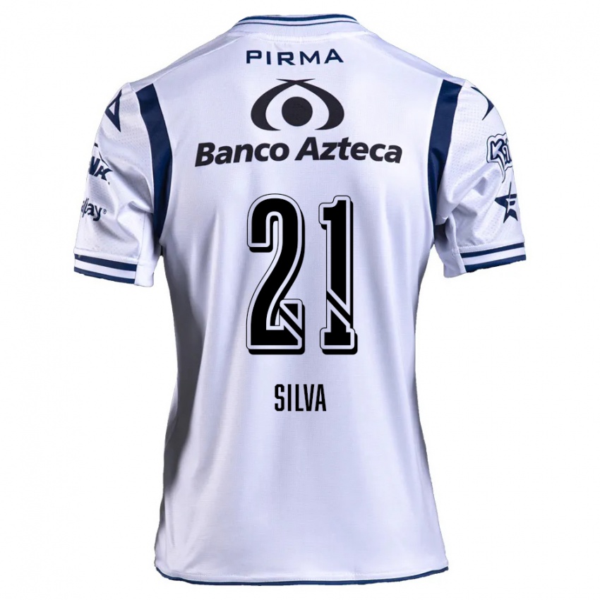 Mænd Gastón Silva #21 Hvid Marineblå Hjemmebane Spillertrøjer 2024/25 Trøje T-Shirt