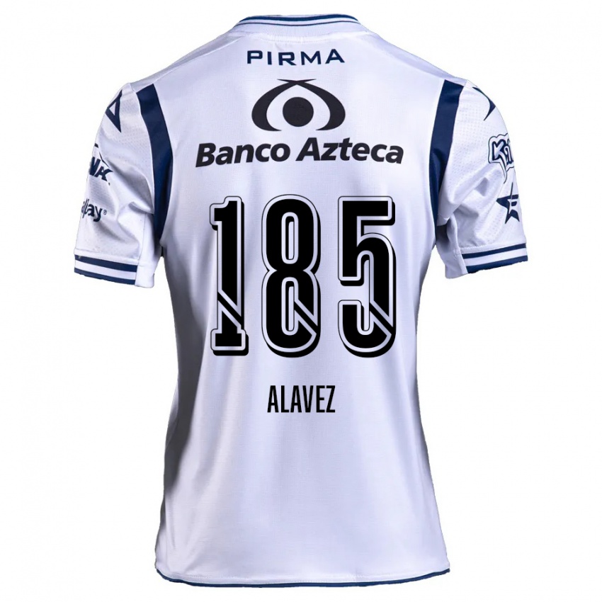 Mænd Brian Alavez #185 Hvid Marineblå Hjemmebane Spillertrøjer 2024/25 Trøje T-Shirt