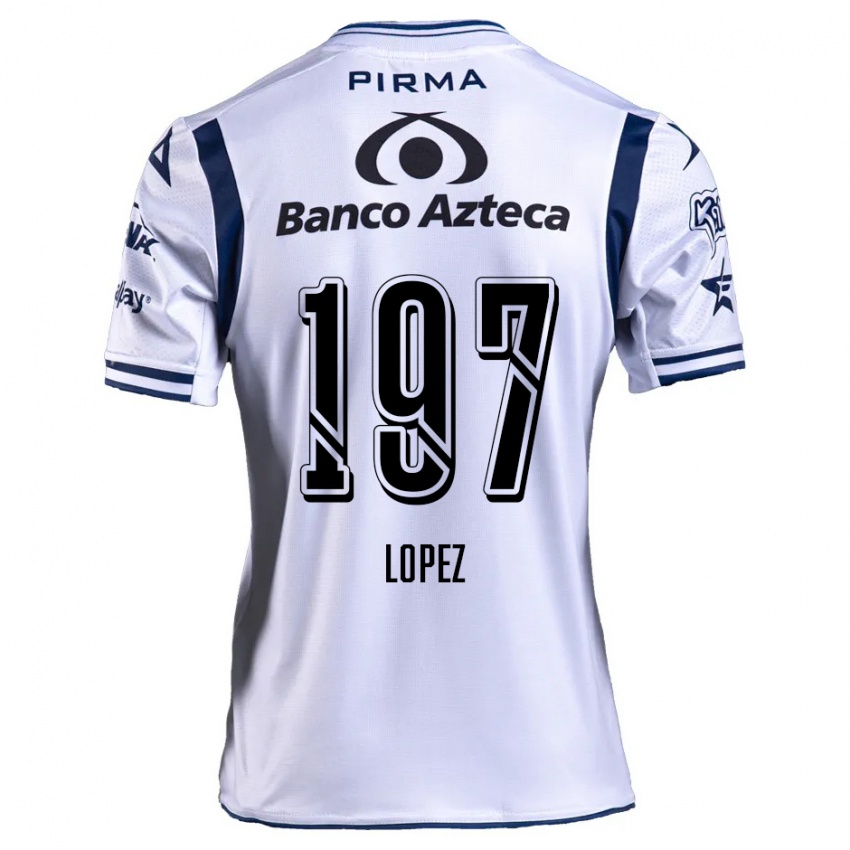 Mænd Sebastián López #197 Hvid Marineblå Hjemmebane Spillertrøjer 2024/25 Trøje T-Shirt