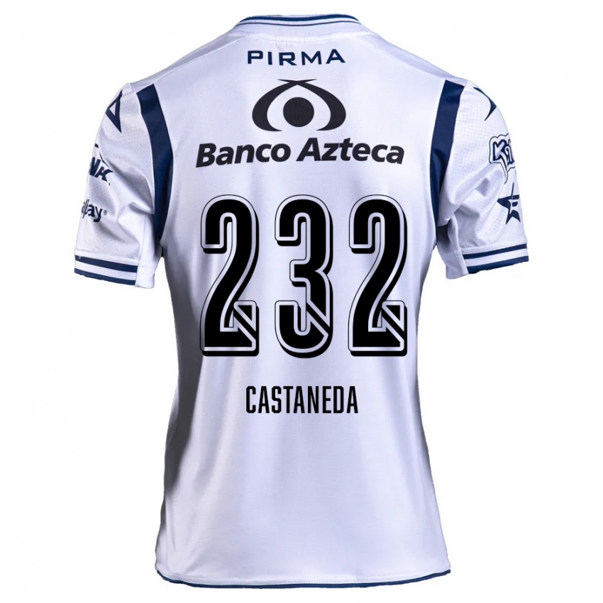 Mænd Ángel Castañeda #232 Hvid Marineblå Hjemmebane Spillertrøjer 2024/25 Trøje T-Shirt