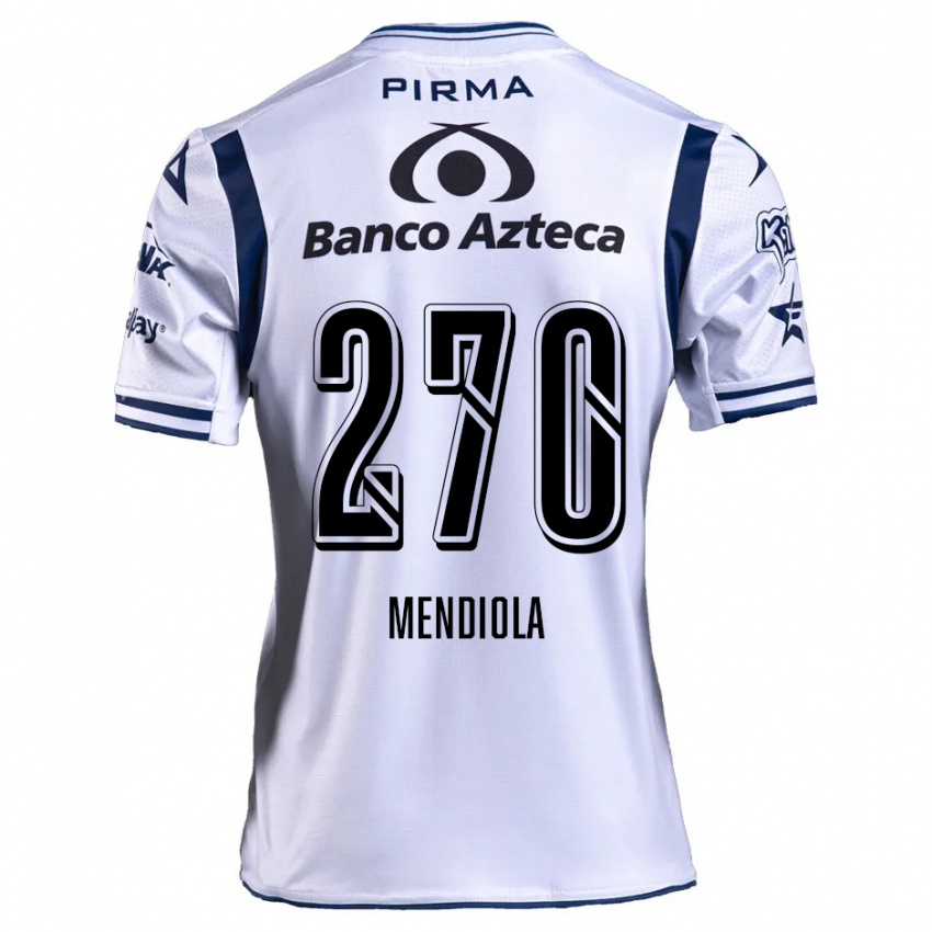 Mænd Carlos Mendiola #270 Hvid Marineblå Hjemmebane Spillertrøjer 2024/25 Trøje T-Shirt