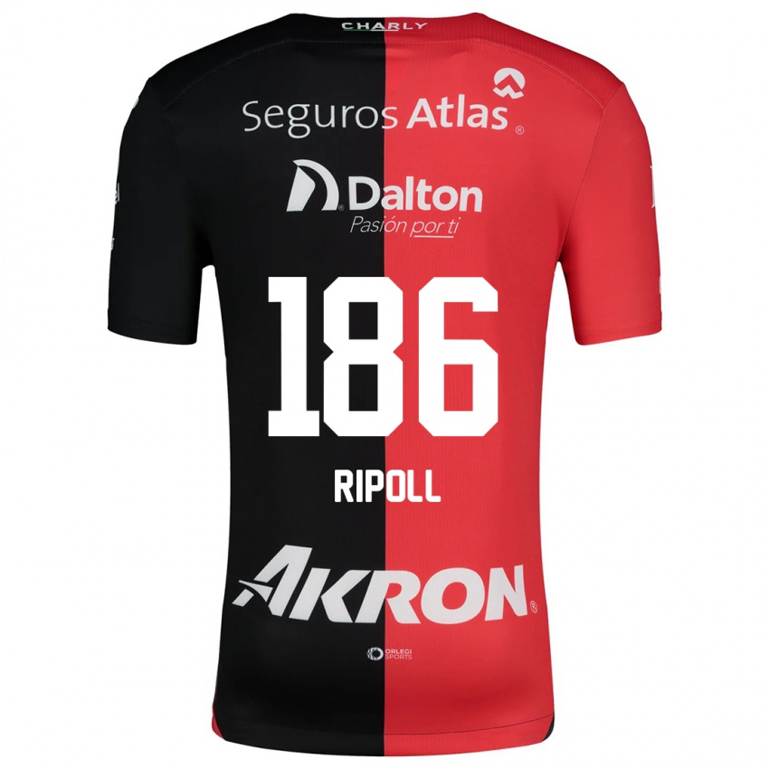 Mænd Alonso Ripoll #186 Rød Sort Hjemmebane Spillertrøjer 2024/25 Trøje T-Shirt