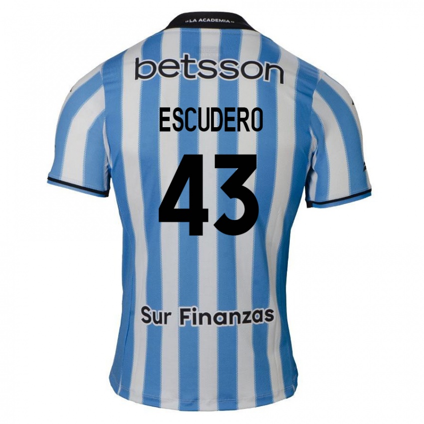 Mænd Gonzalo Escudero #43 Blå Hvid Sort Hjemmebane Spillertrøjer 2024/25 Trøje T-Shirt