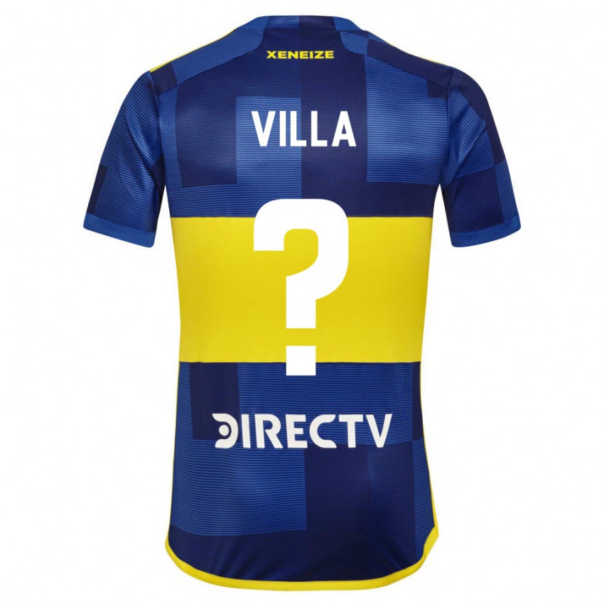 Mænd Sebastian Villa #0 Blå Gul Hjemmebane Spillertrøjer 2024/25 Trøje T-Shirt