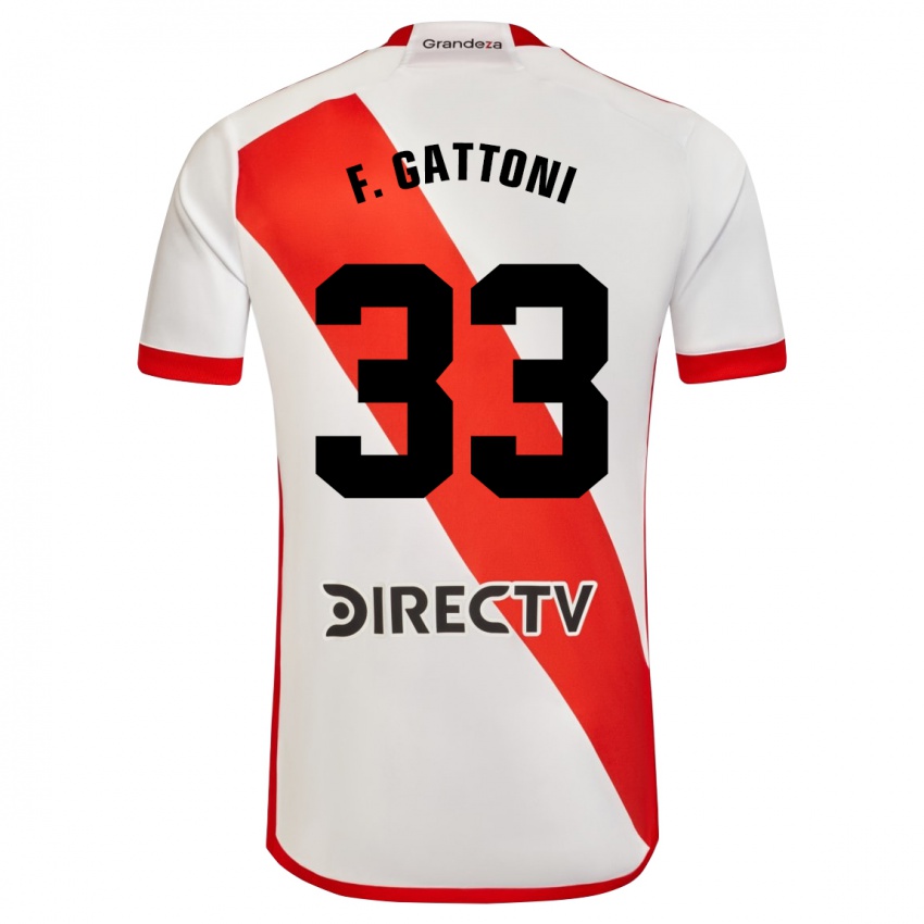 Mænd Federico Gattoni #33 Hvid Rød Hjemmebane Spillertrøjer 2024/25 Trøje T-Shirt