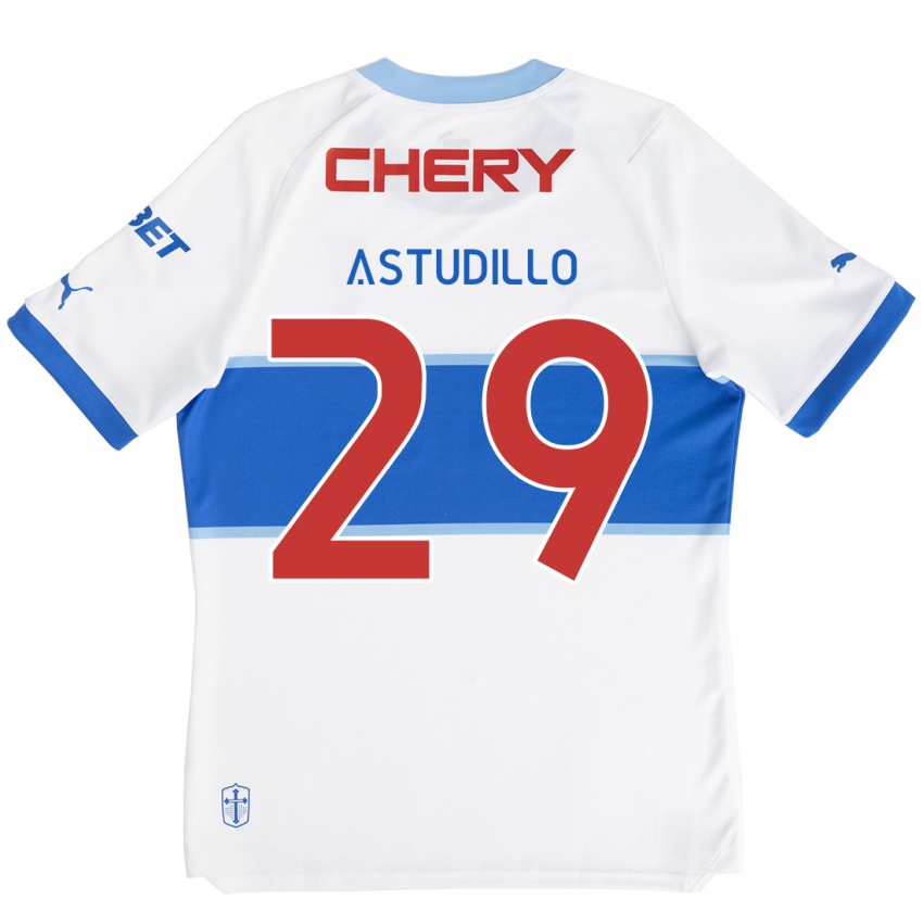 Mænd Aaron Astudillo #29 Hvid Blå Hjemmebane Spillertrøjer 2024/25 Trøje T-Shirt