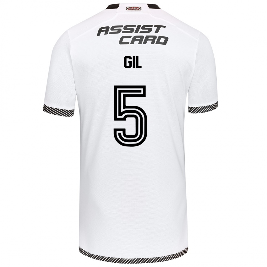 Mænd Leonardo Gil #5 Hvid Sort Hjemmebane Spillertrøjer 2024/25 Trøje T-Shirt