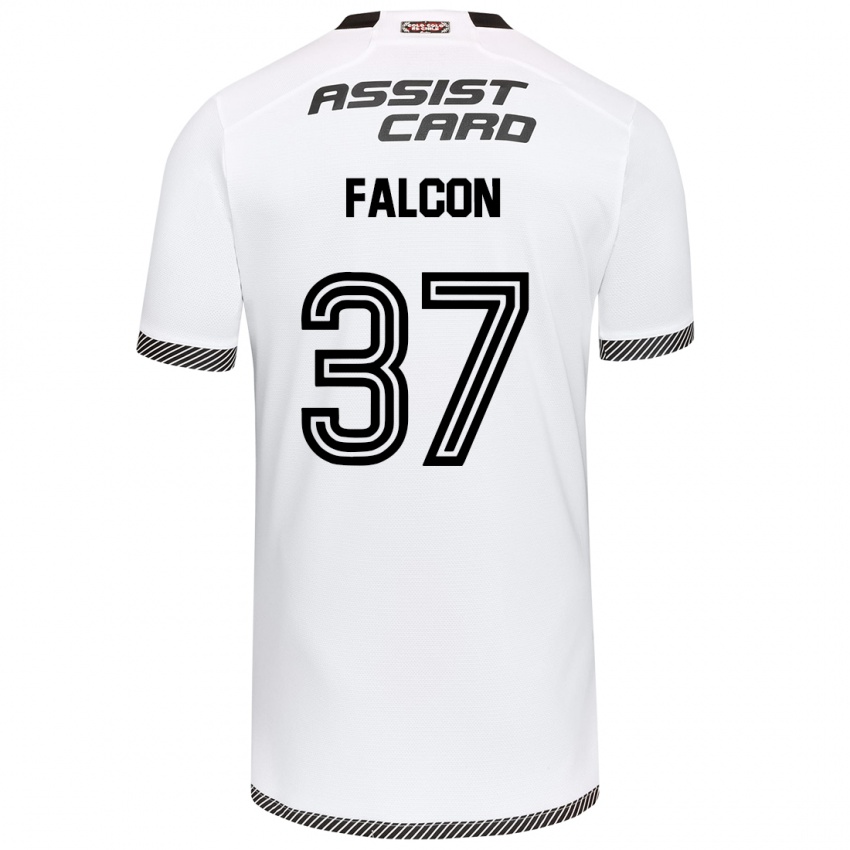 Mænd Maximiliano Falcón #37 Hvid Sort Hjemmebane Spillertrøjer 2024/25 Trøje T-Shirt