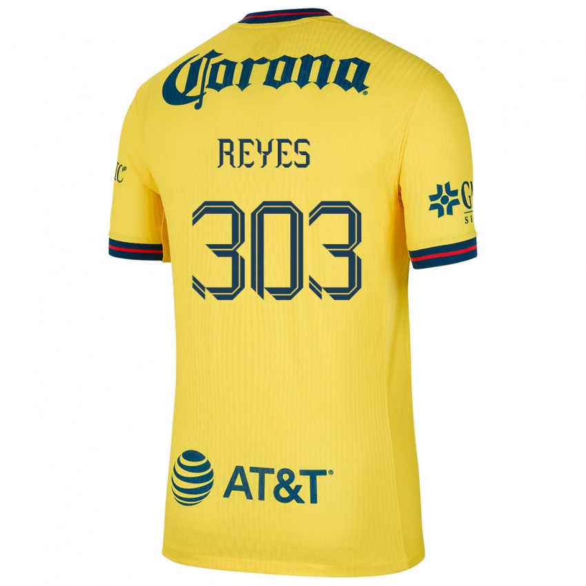 Mænd Diego Reyes #303 Gul Blå Hjemmebane Spillertrøjer 2024/25 Trøje T-Shirt