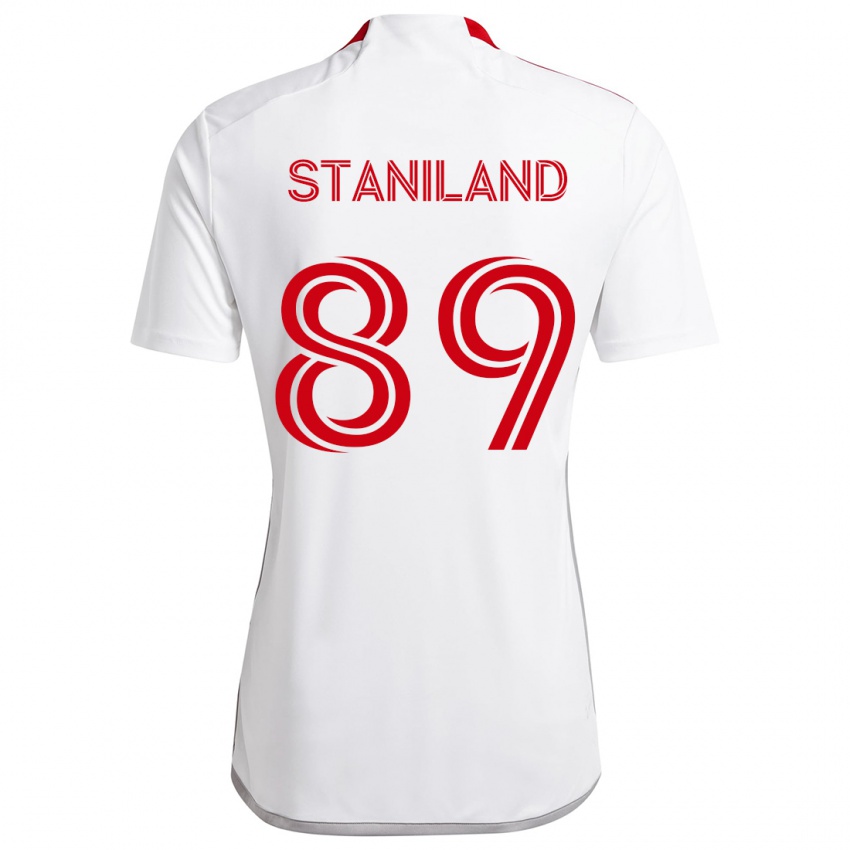 Mænd Charlie Staniland #89 Hvid Rød Udebane Spillertrøjer 2024/25 Trøje T-Shirt