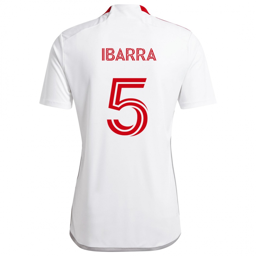 Mænd Franco Ibarra #5 Hvid Rød Udebane Spillertrøjer 2024/25 Trøje T-Shirt