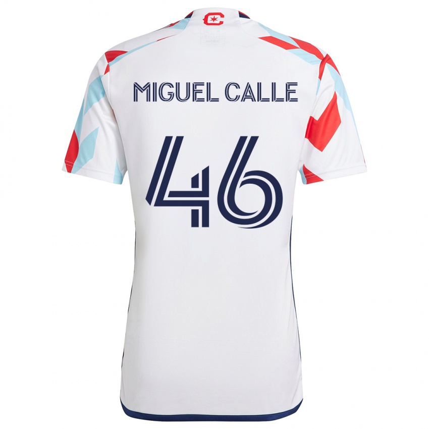 Mænd Juan Miguel Calle #46 Hvid Rød Blå Udebane Spillertrøjer 2024/25 Trøje T-Shirt