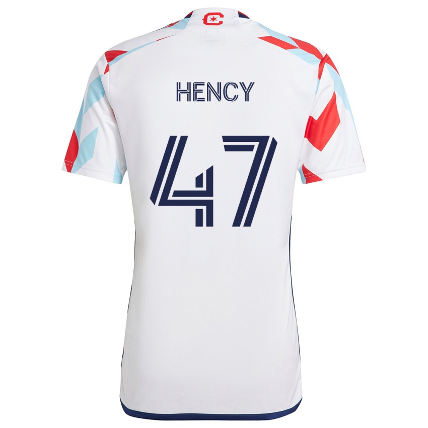 Mænd Billy Hency #47 Hvid Rød Blå Udebane Spillertrøjer 2024/25 Trøje T-Shirt