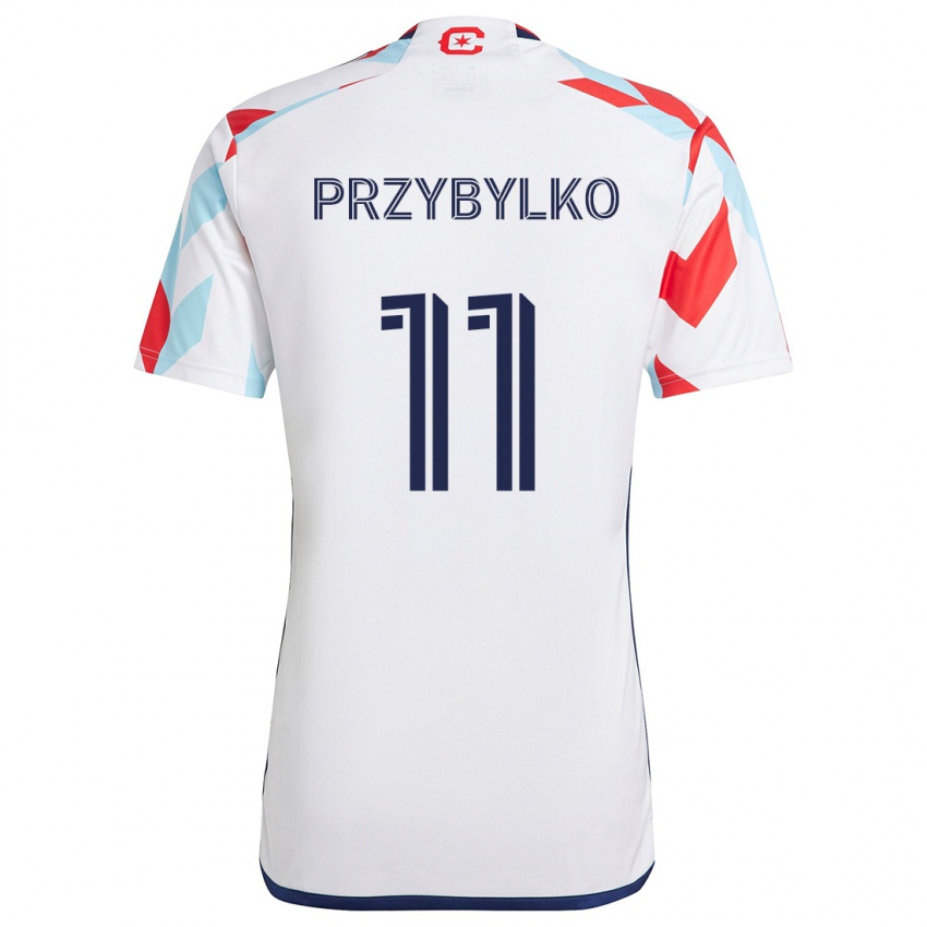 Mænd Kacper Przybylko #11 Hvid Rød Blå Udebane Spillertrøjer 2024/25 Trøje T-Shirt