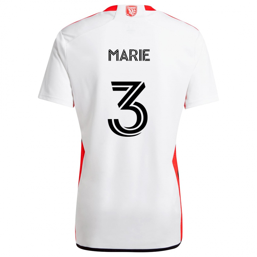 Mænd Paul Marie #3 Hvid Rød Udebane Spillertrøjer 2024/25 Trøje T-Shirt