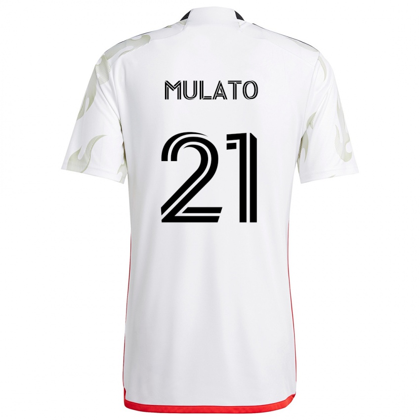 Mænd José Mulato #21 Hvid Rød Sort Udebane Spillertrøjer 2024/25 Trøje T-Shirt