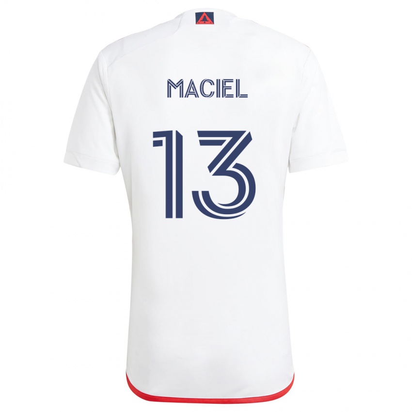 Mænd Maciel #13 Hvid Rød Udebane Spillertrøjer 2024/25 Trøje T-Shirt