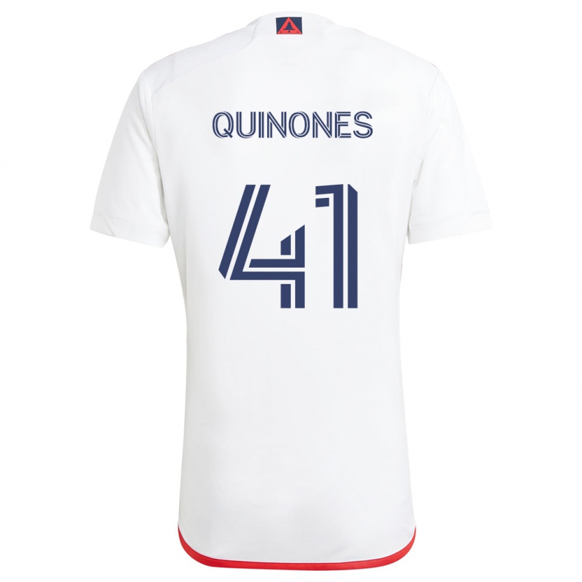 Mænd Colby Quiñónes #41 Hvid Rød Udebane Spillertrøjer 2024/25 Trøje T-Shirt