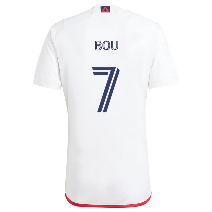 Mænd Gustavo Bou #7 Hvid Rød Udebane Spillertrøjer 2024/25 Trøje T-Shirt