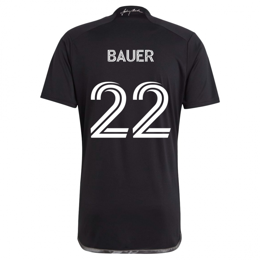 Mænd Josh Bauer #22 Sort Udebane Spillertrøjer 2024/25 Trøje T-Shirt