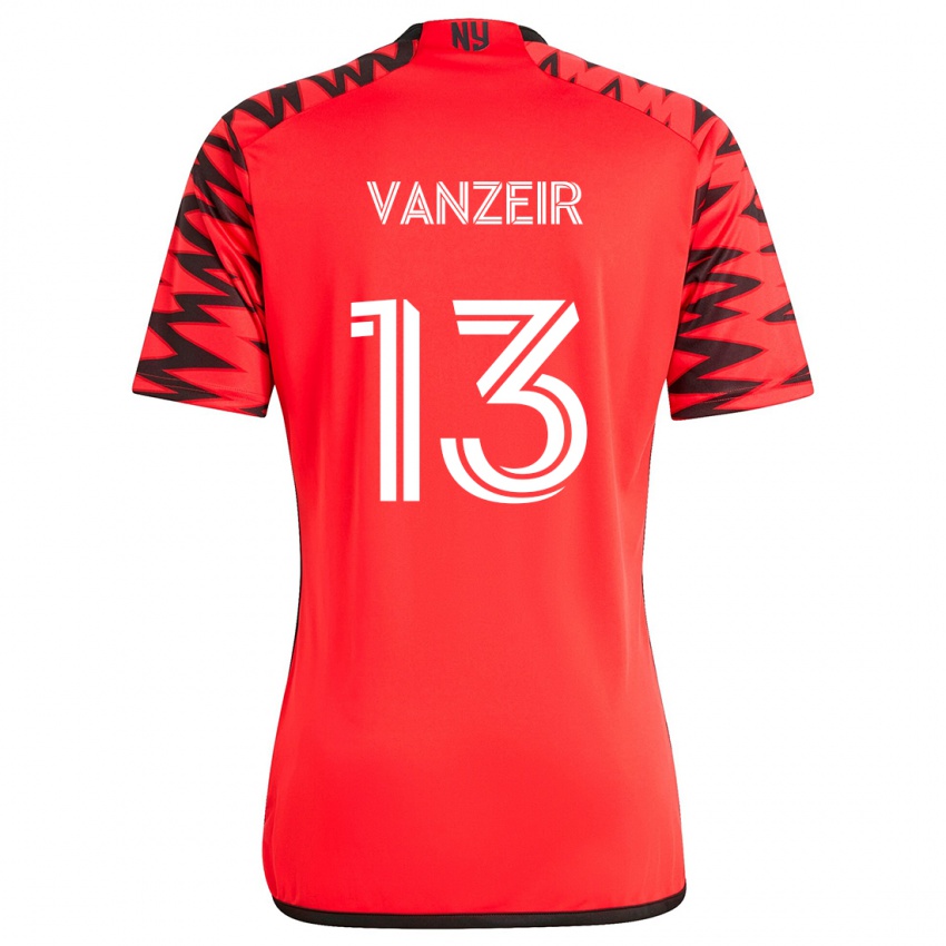 Mænd Dante Vanzeir #13 Rød Sort Hvid Udebane Spillertrøjer 2024/25 Trøje T-Shirt