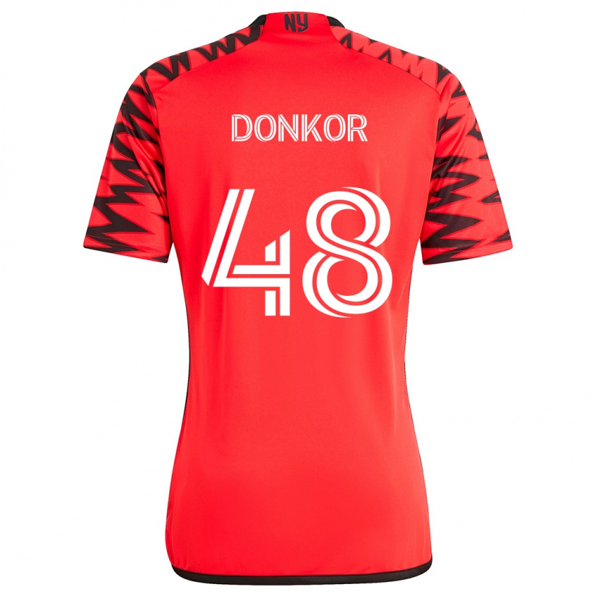 Mænd Ronald Donkor #48 Rød Sort Hvid Udebane Spillertrøjer 2024/25 Trøje T-Shirt