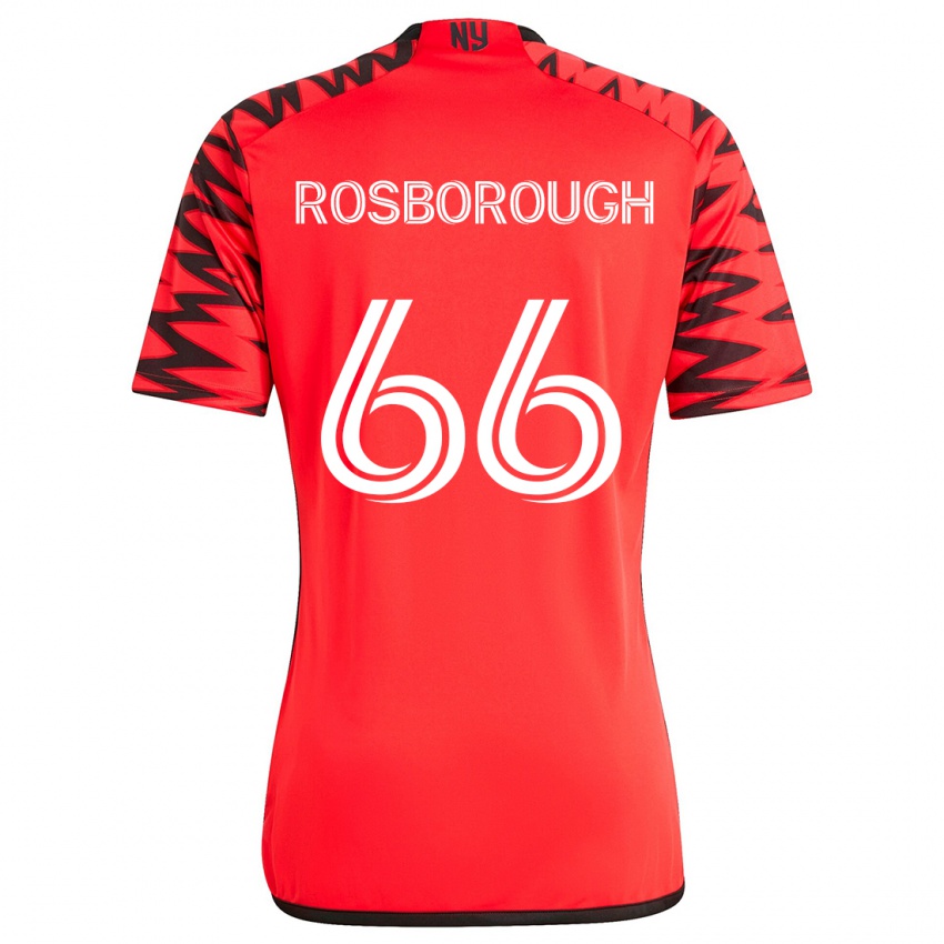 Mænd Tanner Rosborough #66 Rød Sort Hvid Udebane Spillertrøjer 2024/25 Trøje T-Shirt