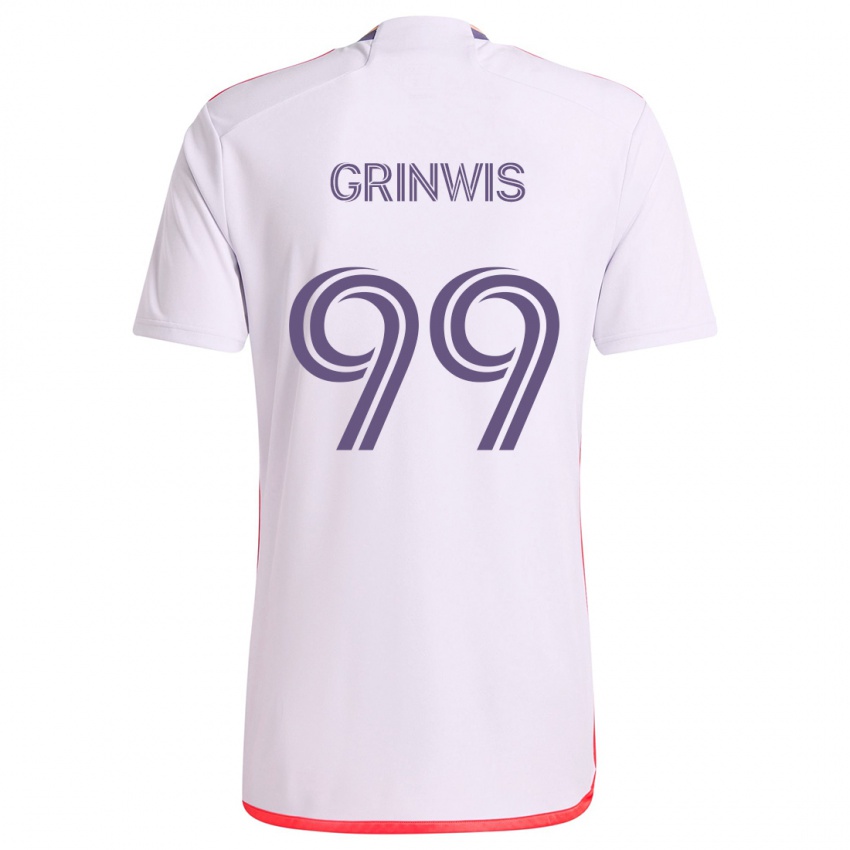 Mænd Adam Grinwis #99 Hvid Rød Lilla Udebane Spillertrøjer 2024/25 Trøje T-Shirt