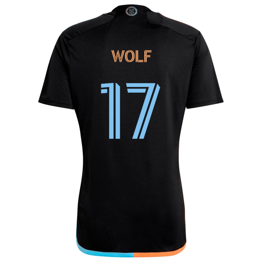 Mænd Hannes Wolf #17 Sort Orange Blå Udebane Spillertrøjer 2024/25 Trøje T-Shirt