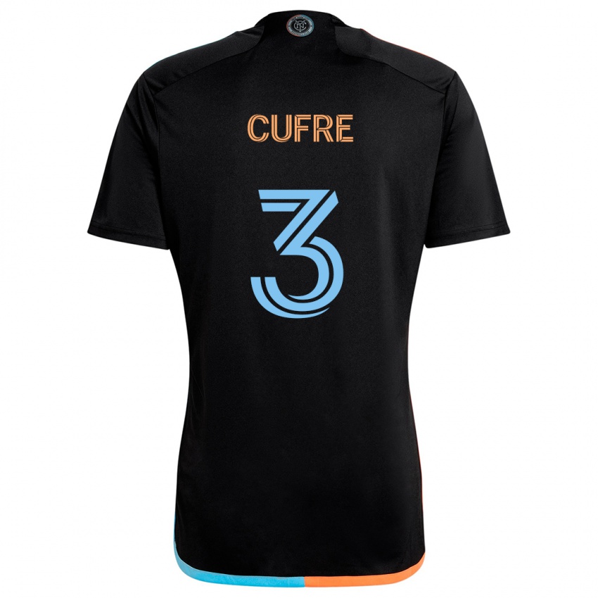 Mænd Braian Cufré #3 Sort Orange Blå Udebane Spillertrøjer 2024/25 Trøje T-Shirt