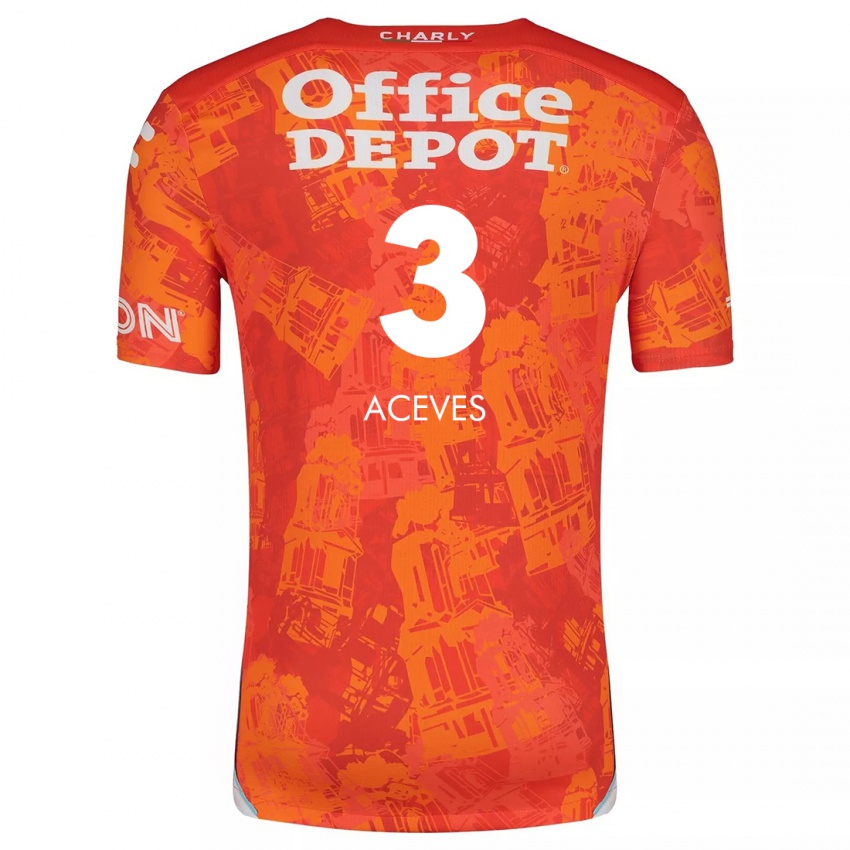 Mænd Alonso Aceves #3 Orange Hvid Udebane Spillertrøjer 2024/25 Trøje T-Shirt