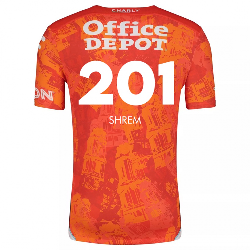 Mænd David Shrem #201 Orange Hvid Udebane Spillertrøjer 2024/25 Trøje T-Shirt