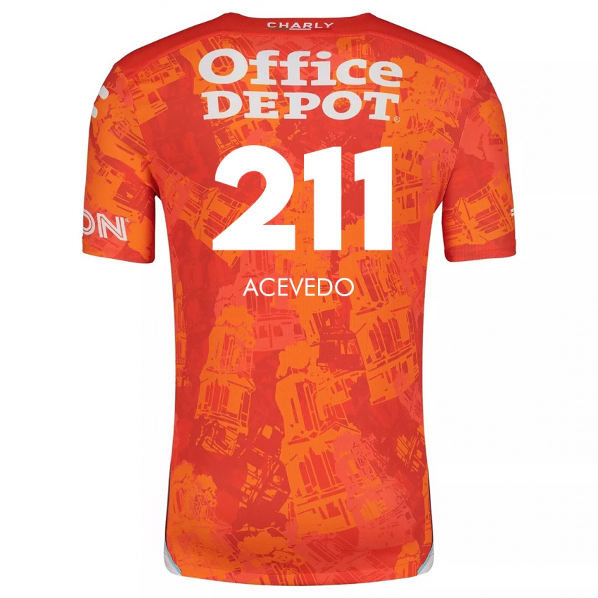 Mænd Gerardo Acevedo #211 Orange Hvid Udebane Spillertrøjer 2024/25 Trøje T-Shirt