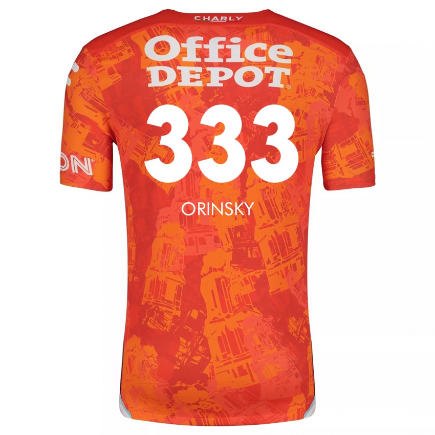 Mænd Edson Orinsky #333 Orange Hvid Udebane Spillertrøjer 2024/25 Trøje T-Shirt