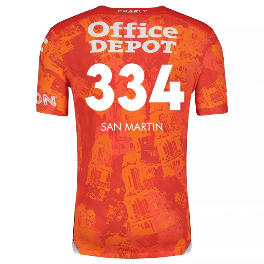 Mænd Uziel San Martín #334 Orange Hvid Udebane Spillertrøjer 2024/25 Trøje T-Shirt