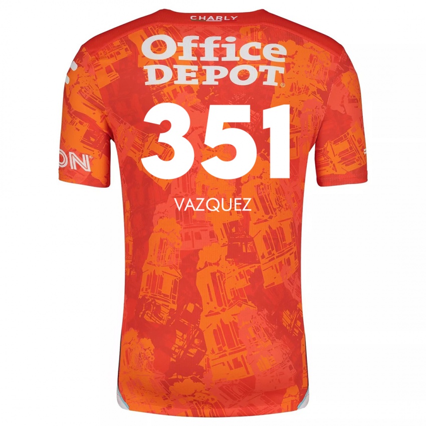 Mænd Maximo Vázquez #351 Orange Hvid Udebane Spillertrøjer 2024/25 Trøje T-Shirt