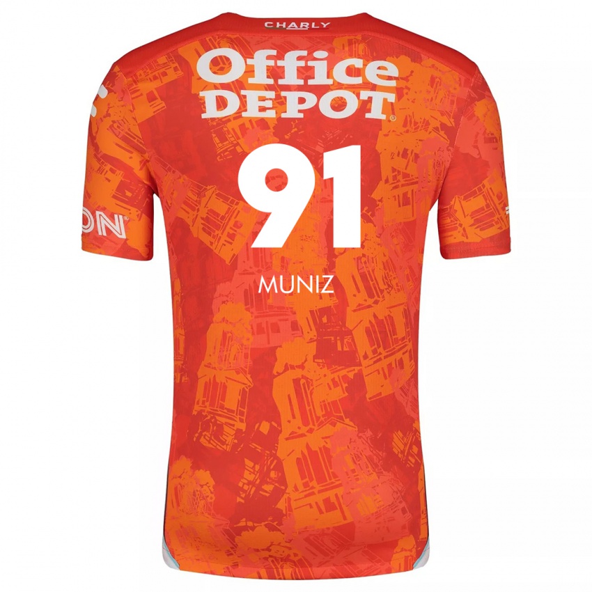 Mænd Brandon Muñiz #91 Orange Hvid Udebane Spillertrøjer 2024/25 Trøje T-Shirt