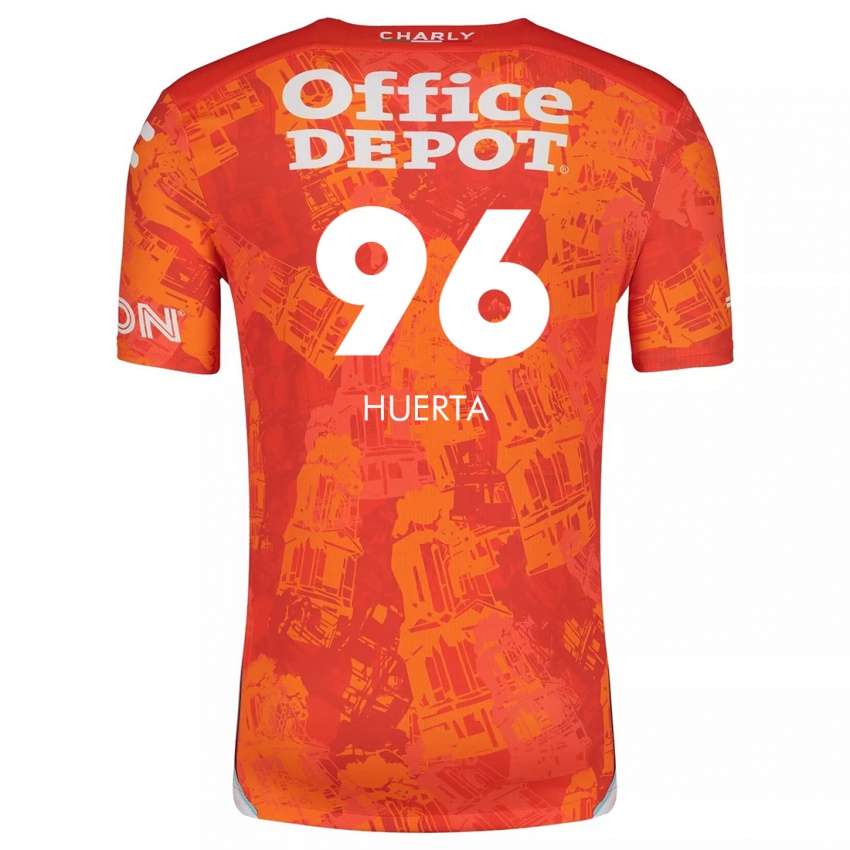 Mænd Edwin Huerta #96 Orange Hvid Udebane Spillertrøjer 2024/25 Trøje T-Shirt