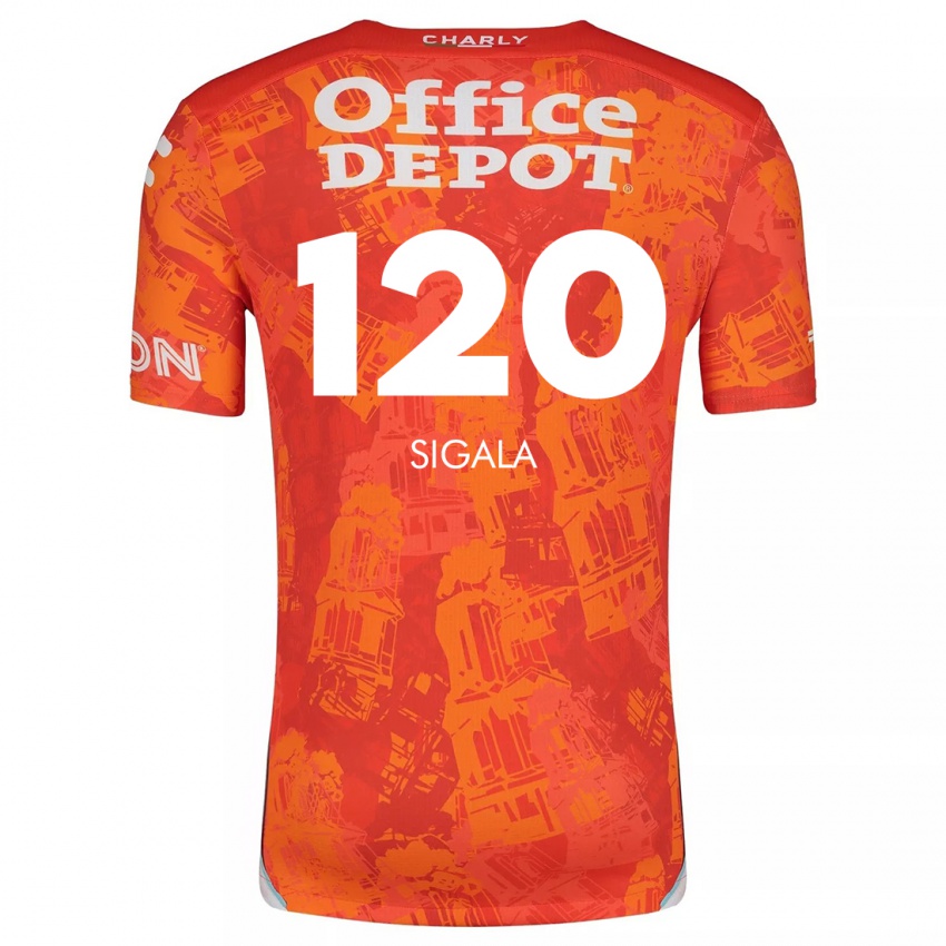 Mænd Juan Sigala #120 Orange Hvid Udebane Spillertrøjer 2024/25 Trøje T-Shirt