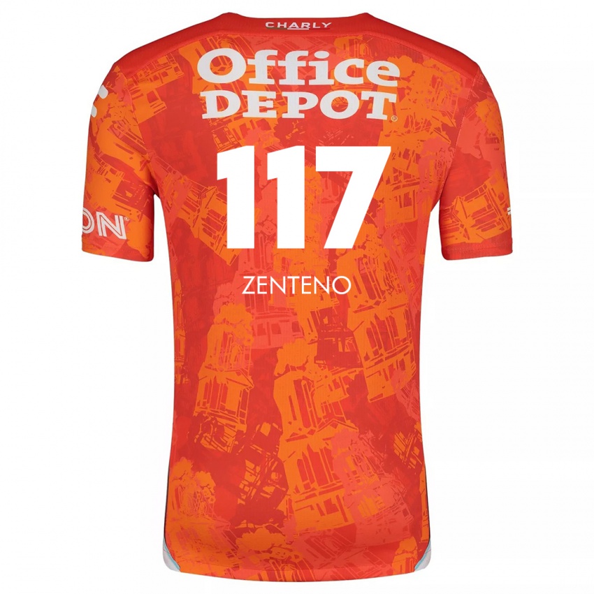 Mænd Gustavo Zenteno #117 Orange Hvid Udebane Spillertrøjer 2024/25 Trøje T-Shirt