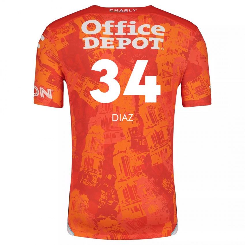 Mænd Karen Díaz #34 Orange Hvid Udebane Spillertrøjer 2024/25 Trøje T-Shirt