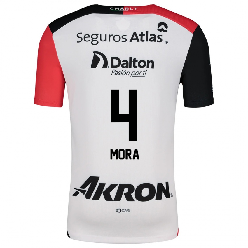 Mænd Adrián Mora #4 Hvid Rød Sort Udebane Spillertrøjer 2024/25 Trøje T-Shirt