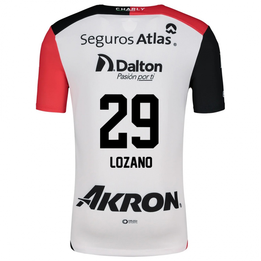 Mænd Brian Lozano #29 Hvid Rød Sort Udebane Spillertrøjer 2024/25 Trøje T-Shirt