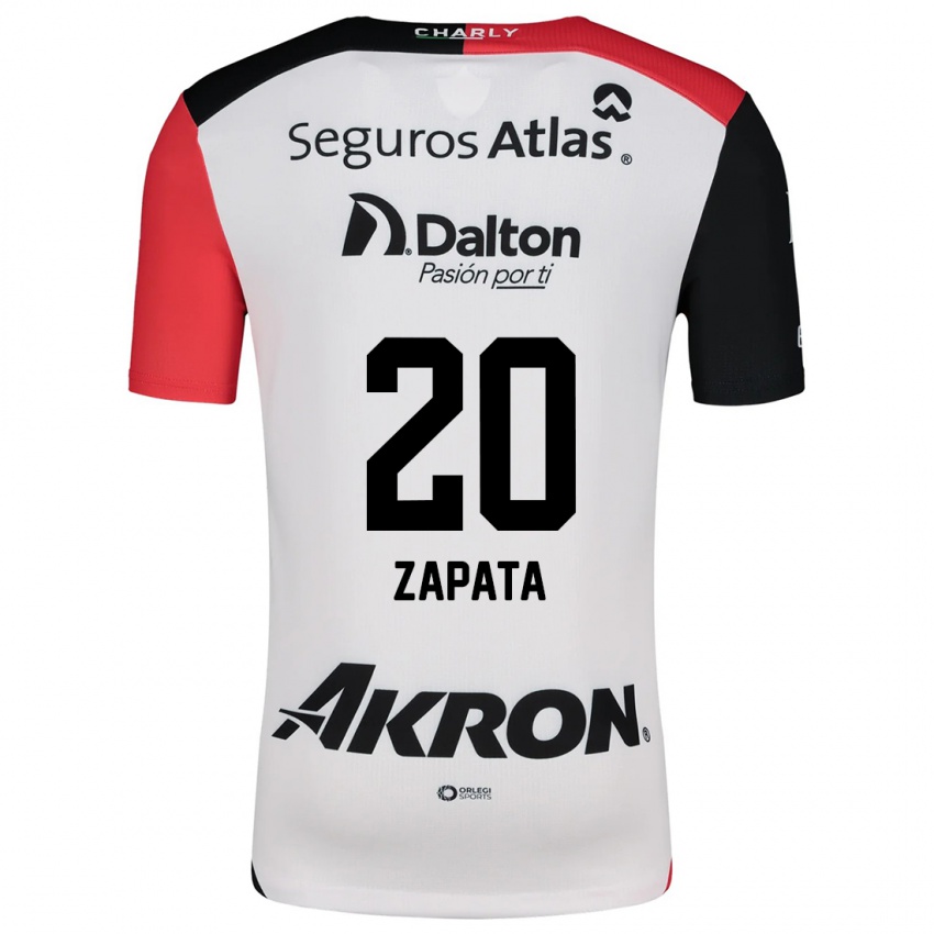 Mænd Juan Zapata #20 Hvid Rød Sort Udebane Spillertrøjer 2024/25 Trøje T-Shirt