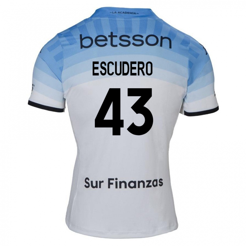 Mænd Gonzalo Escudero #43 Hvid Blå Sort Udebane Spillertrøjer 2024/25 Trøje T-Shirt