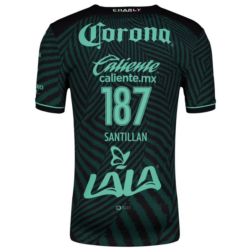 Mænd Emilio Santillán #187 Sort Grøn Udebane Spillertrøjer 2024/25 Trøje T-Shirt