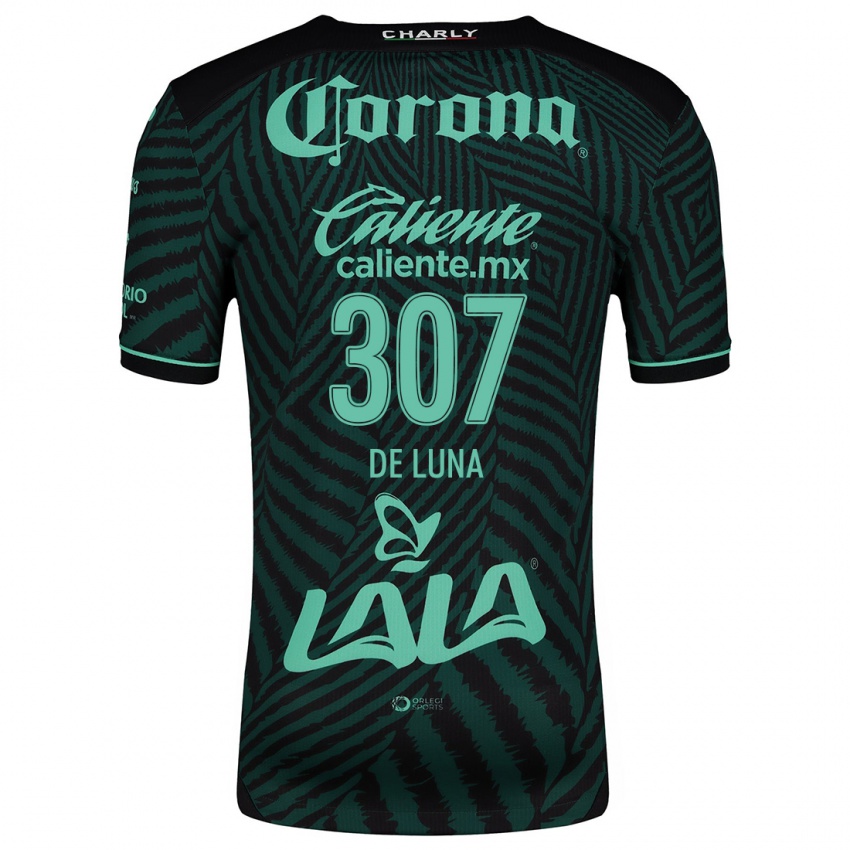 Mænd Eduardo De Luna #307 Sort Grøn Udebane Spillertrøjer 2024/25 Trøje T-Shirt