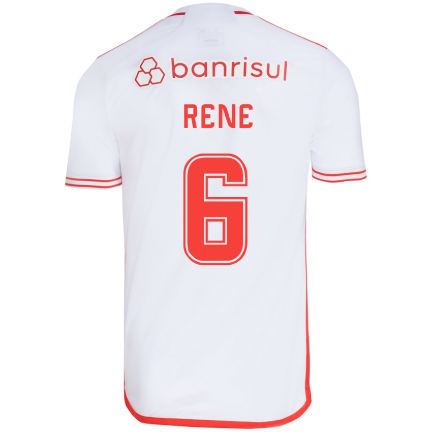 Mænd Rene #6 Hvid Rød Udebane Spillertrøjer 2024/25 Trøje T-Shirt